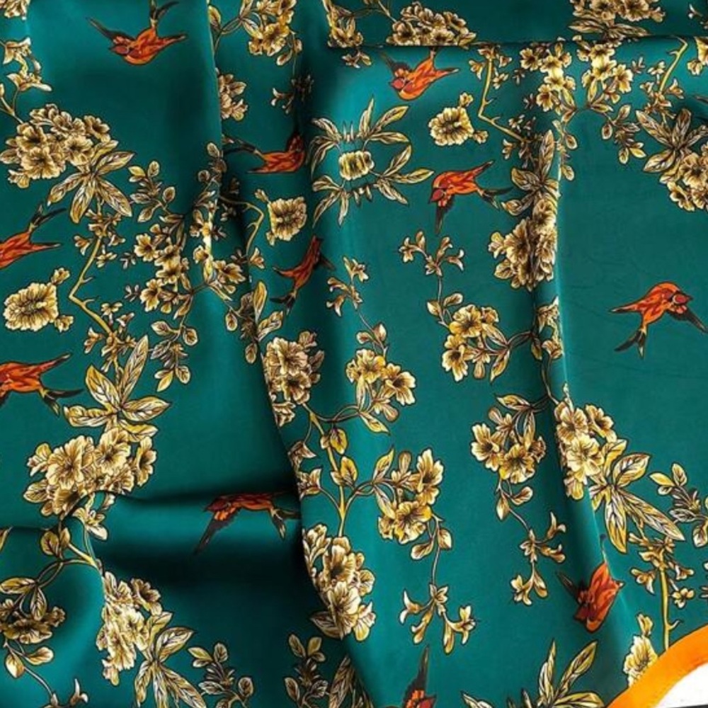 Satin Floral Print Scarf - Picture 3 of 4